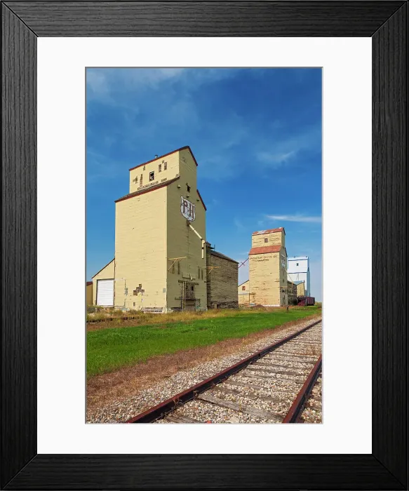 Framed Print : Grain elevators and railway tracks Mossleigh, Alberta, Canada Framed Print : Grain elevators and railway tracks Mossleigh, Alberta, Canada