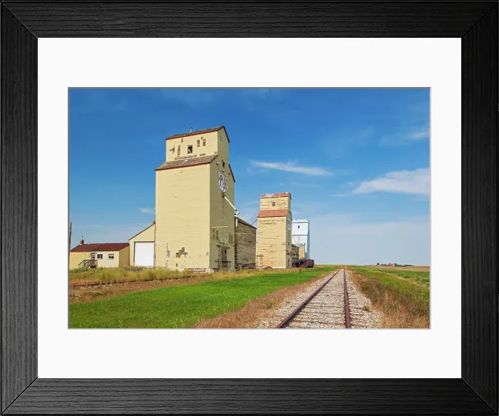 Framed Print : Grain elevators and railway tracks Mossleigh, Alberta, Canada Framed Print : Grain elevators and railway tracks Mossleigh, Alberta, Canada