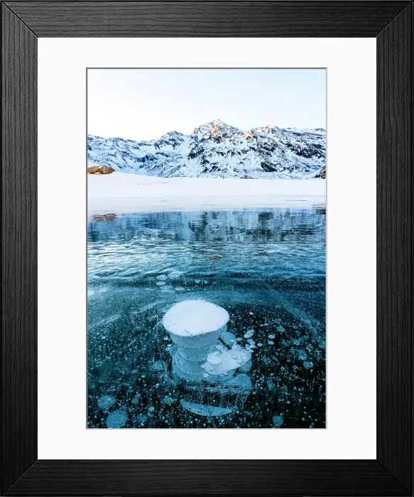 Framed Print : Stacks of methane bubbles trapped in the icy lake Montespluga, Madesimo, Valtellina, Lombardy, Italy Framed Print : Stacks of methane bubbles trapped in the icy lake Montespluga, Madesimo, Valtellina, Lombardy, Italy