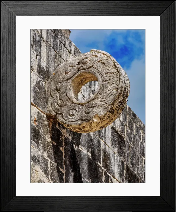 Framed Print : Stone Ring at The Great Ball Game Court, Chichen Itza, Yucatan State, Mexico
