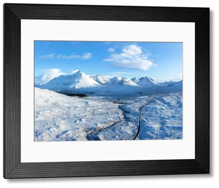 Framed Print : Road heading towards the peaks of Sgurr Mhairi, Beinn Deard Mhor, the Red and Black Cuillins, Isle of Skye, Highlands, Scotland, United Kingdom Framed Print : Road heading towards the peaks of Sgurr Mhairi, Beinn Deard Mhor, the Red and Black Cuillins, Isle of Skye, Highlands, Scotland, United Kingdom