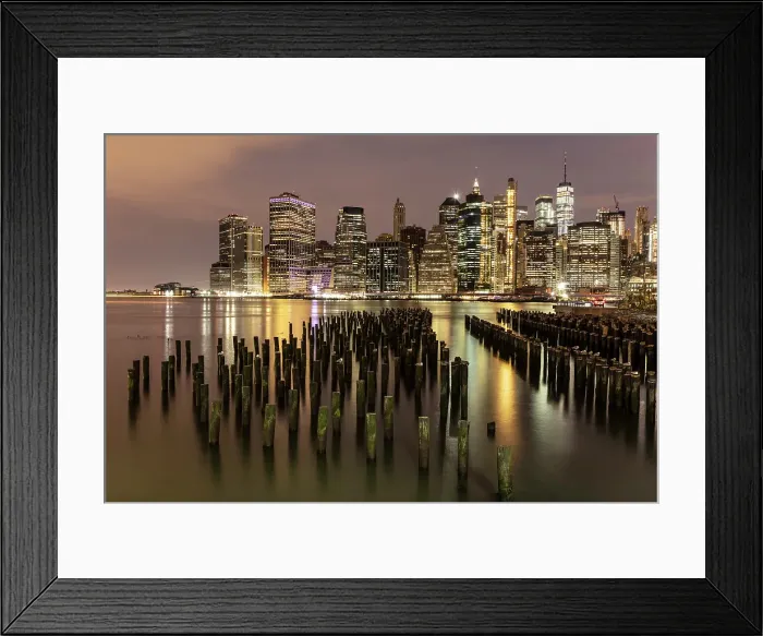 Framed Print : Manhattan from Pier 1 at dusk, Brooklyn Bridge Park, Manhattan, New York City, New York, USA Framed Print : Manhattan from Pier 1 at dusk, Brooklyn Bridge Park, Manhattan, New York City, New York, USA