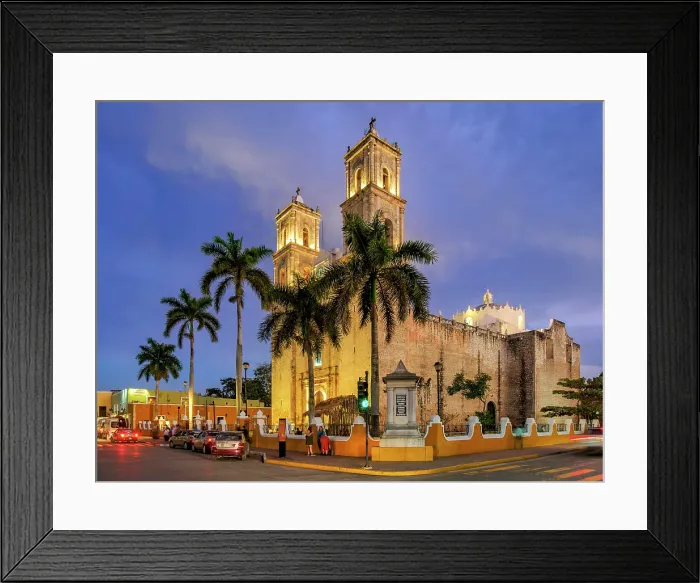 Framed Print : Cathedral of San Servacio at dusk, Valladolid, Yucatan State, Mexico Framed Print : Cathedral of San Servacio at dusk, Valladolid, Yucatan State, Mexico