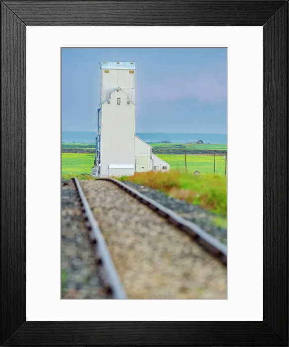 Framed Print : Grain elevator and railroad tracks, Saskatchewan, Canada Framed Print : Grain elevator and railroad tracks, Saskatchewan, Canada