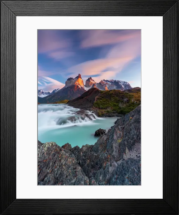 Framed Print : Torres Del Paine mountain range in Chilean Patagonia, Chile