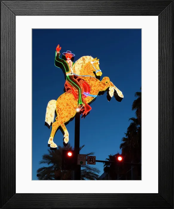 Framed Print : Hacienda illuminated horse and rider sign, Fremont Street, Las Vegas, Nevada, USA Framed Print : Hacienda illuminated horse and rider sign, Fremont Street, Las Vegas, Nevada, USA
