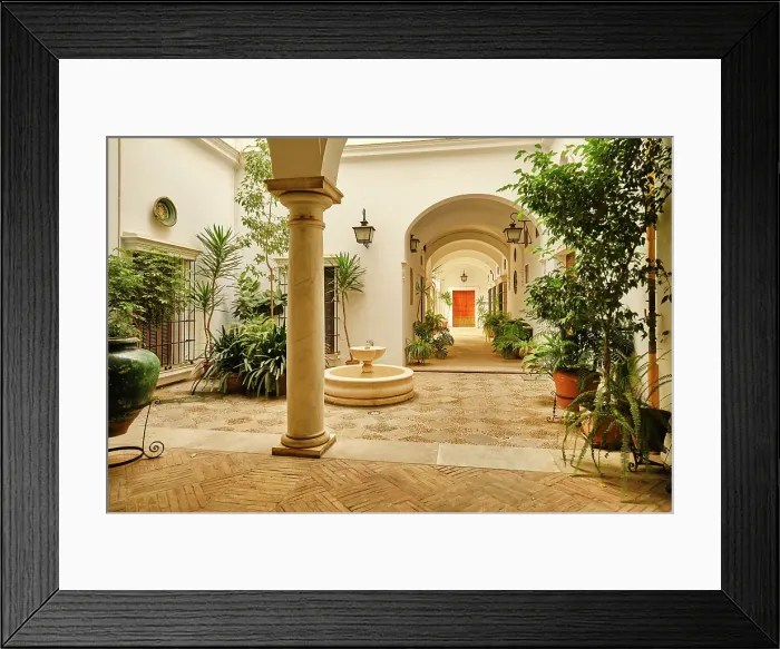 Framed Print : Traditional architecture in the old town. A patio of Seville. Andalusia, Spain Framed Print : Traditional architecture in the old town. A patio of Seville. Andalusia, Spain