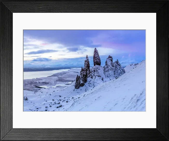 Framed Print : Old Man of Storr and snow covered landscape, Storr Rocks, Isle of Skye, Inner Hebrides, Scotland, United Kingdom Framed Print : Old Man of Storr and snow covered landscape, Storr Rocks, Isle of Skye, Inner Hebrides, Scotland, United Kingdom