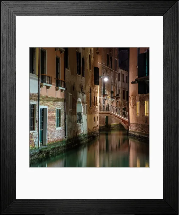 Framed Print : Canal and bridge at night, Venice, Italy Framed Print : Canal and bridge at night, Venice, Italy