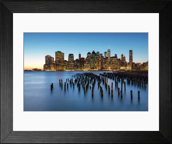 Framed Print : Manhattan from Pier 1 at dusk, Brooklyn Bridge Park, Manhattan, New York City, New York, USA Framed Print : Manhattan from Pier 1 at dusk, Brooklyn Bridge Park, Manhattan, New York City, New York, USA