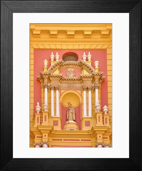 Framed Print : Facade of a church in the old town. Seville. Andalusia, Spain Framed Print : Facade of a church in the old town. Seville. Andalusia, Spain