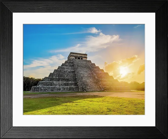 Framed Print : El Castillo or Temple of Kukulcan at sunset, Chichen Itza, Yucatan State, Mexico Framed Print : El Castillo or Temple of Kukulcan at sunset, Chichen Itza, Yucatan State, Mexico