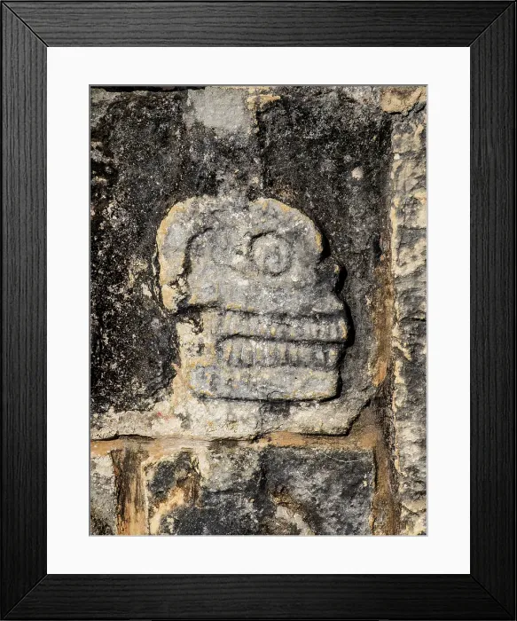 Framed Print : The Tzompantli, Platform of the Skulls, detailed view, Chichen Itza, Yucatan State, Mexico