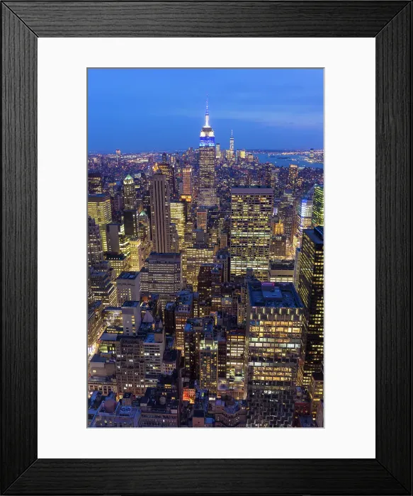 Framed Print : Manhattan and the Empire State Building at dusk, from Rockerfeller Centre, Manhattan, New York City, New York, USA