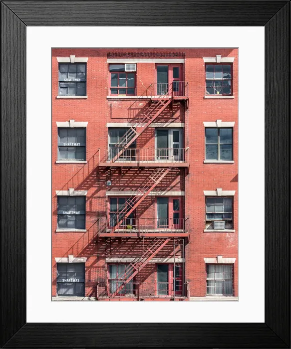 Framed Print : Red fire escape on red brick building, Soho, Manhattan, New York City, New York, USA Framed Print : Red fire escape on red brick building, Soho, Manhattan, New York City, New York, USA