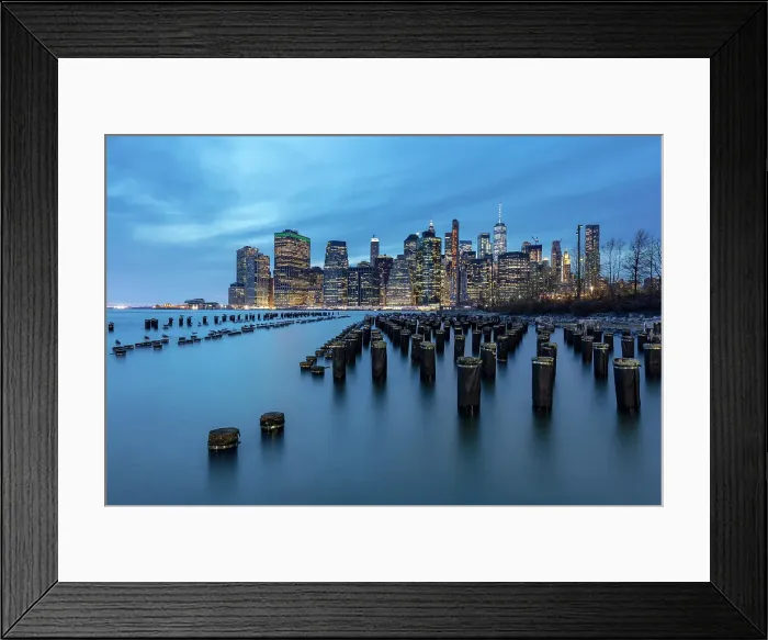 Framed Print : Manhattan from Pier 1 at dusk, Brooklyn Bridge Park, Manhattan, New York City, New York, USA Framed Print : Manhattan from Pier 1 at dusk, Brooklyn Bridge Park, Manhattan, New York City, New York, USA