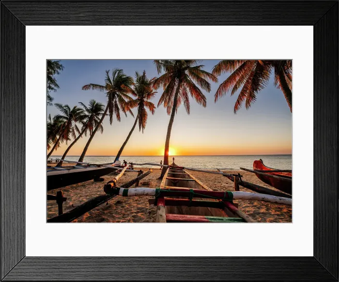 Framed Print : Fishermen prepare boats at sunset. Madagascar, Africa Framed Print : Fishermen prepare boats at sunset. Madagascar, Africa
