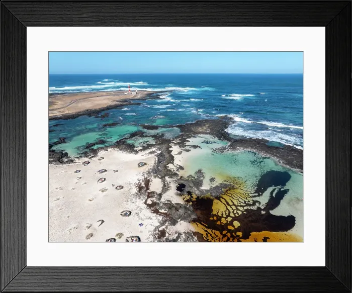 Framed Print : Aerial view of Toston Lighthouse, (Faro de Toston) and coasline, , La Oliva, Fuerteventura, Canary Islands, Spain Framed Print : Aerial view of Toston Lighthouse, (Faro de Toston) and coasline, , La Oliva, Fuerteventura, Canary Islands, Spain