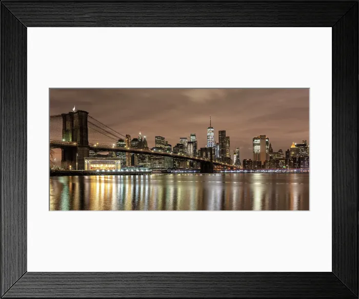 Framed Print : Manhattan and Brooklyn Bridge at dusk, from Pebble Beach, Brooklyn Bridge Park, Brooklyn, New York City, New York, USA Framed Print : Manhattan and Brooklyn Bridge at dusk, from Pebble Beach, Brooklyn Bridge Park, Brooklyn, New York City, New York, USA
