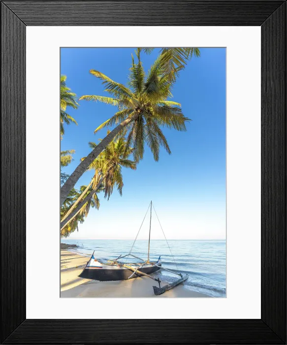 Framed Print : Traditional boat on beach, Madagascar, Africa Framed Print : Traditional boat on beach, Madagascar, Africa