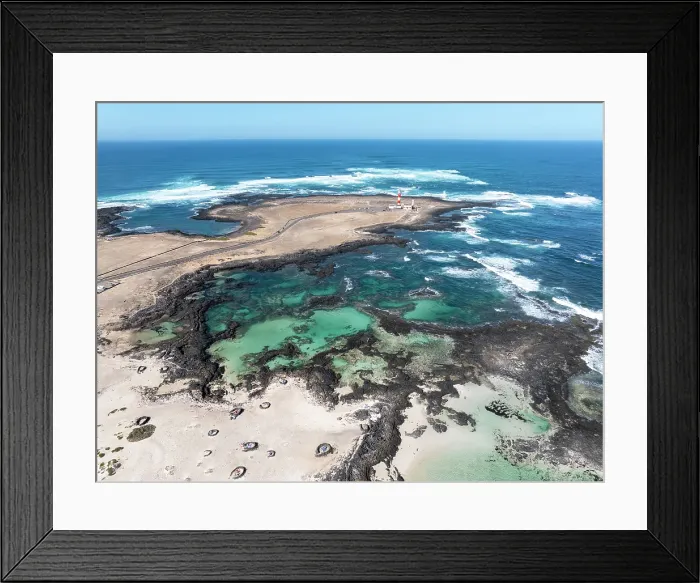Framed Print : Aerial view of Toston Lighthouse, (Faro de Toston) and coasline, , La Oliva, Fuerteventura, Canary Islands, Spain Framed Print : Aerial view of Toston Lighthouse, (Faro de Toston) and coasline, , La Oliva, Fuerteventura, Canary Islands, Spain