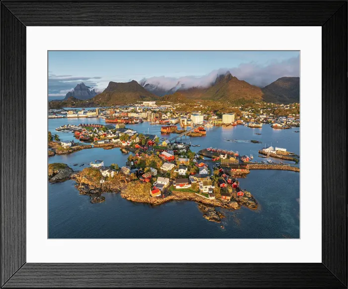 Framed Print : aerial view taken by drone of a car driving along the bridge in Svolvaer, famous fisherman's village in Lofoten Island, Norway, Europe Framed Print : aerial view taken by drone of a car driving along the bridge in Svolvaer, famous fisherman's village in Lofoten Island, Norway, Europe