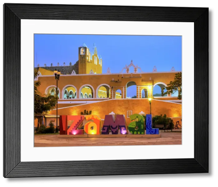 Framed Print : Izamal Letters at the Itzamna Park and Convent of San Antonio de Padua at dawn, Izamal, Yucatan State, Mexico Framed Print : Izamal Letters at the Itzamna Park and Convent of San Antonio de Padua at dawn, Izamal, Yucatan State, Mexico