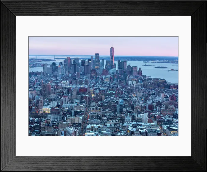 Framed Print : Manhattan and the One World Trade Centre at dusk, from the Empire State Building, Manhattan, New York City, New York, USA Framed Print : Manhattan and the One World Trade Centre at dusk, from the Empire State Building, Manhattan, New York City, New York, USA