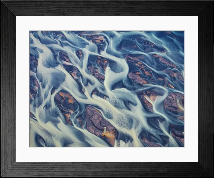 Framed Print : River texture along Icelandic southern coast due to global warming, Iceland