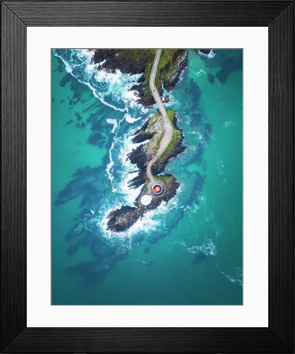 Framed Print : aerial view taken by drone of the beautiful lighthouse of Le Petit-Minou during a summer day, Normandy, France Framed Print : aerial view taken by drone of the beautiful lighthouse of Le Petit-Minou during a summer day, Normandy, France