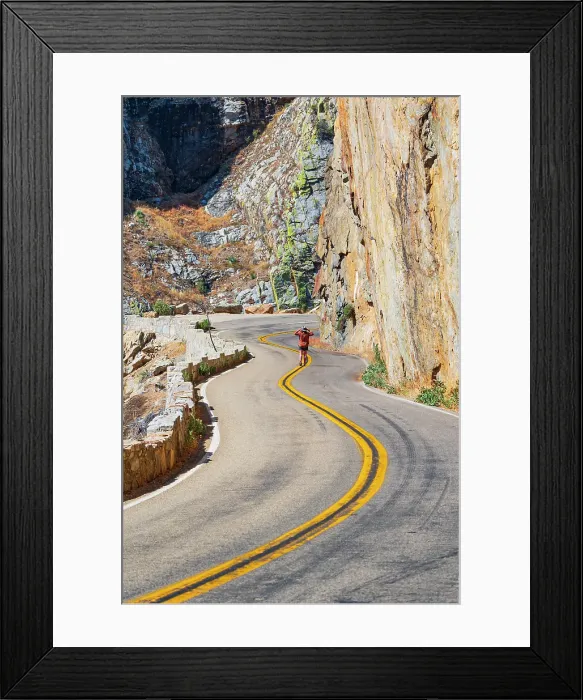 Framed Print : a woman admire the famous Kings Canyon mountain road on a summer day, California, United States of America (MR) Framed Print : a woman admire the famous Kings Canyon mountain road on a summer day, California, United States of America (MR)
