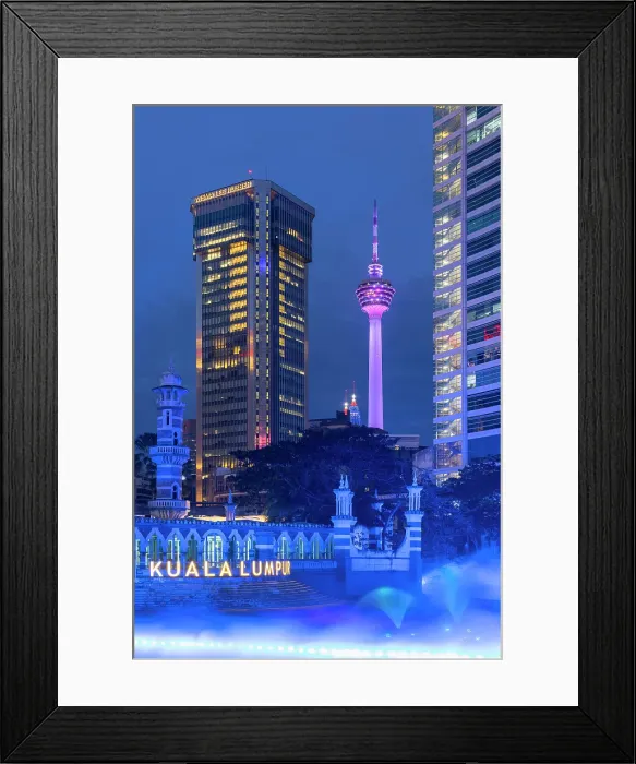 Framed Print : Sultan Abdul Samad Jamek Mosque, Menara Kuala Lumpur and River of Life at dusk, Kuala Lumpur, Selangor, Malaysia Framed Print : Sultan Abdul Samad Jamek Mosque, Menara Kuala Lumpur and River of Life at dusk, Kuala Lumpur, Selangor, Malaysia