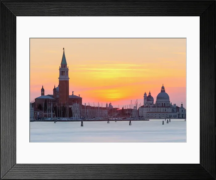 Framed Print : The churches of San Giorgio Maggiore and Santa Maria della Salute as seen from the Riva dei Sette Martiri promenade, Venice, Veneto, Italy