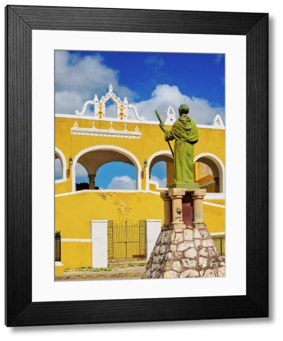 Framed Print : Statue of the friar Diego de Landa in front of the Convent of San Antonio de Padua, Izamal, Yucatan State, Mexico Framed Print : Statue of the friar Diego de Landa in front of the Convent of San Antonio de Padua, Izamal, Yucatan State, Mexico