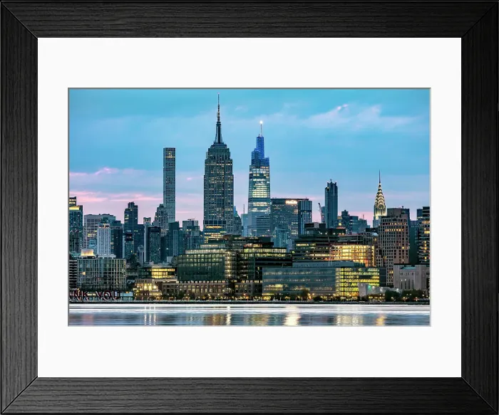 Framed Print : Manhattan and the Empire State Building at dusk, from Liberty State Park, Jersey City, New Jersey, USA