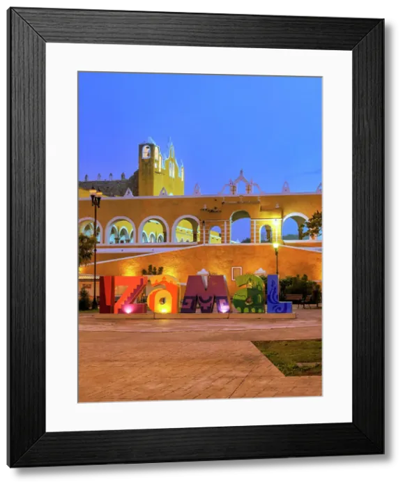 Framed Print : Izamal Letters at the Itzamna Park and Convent of San Antonio de Padua at dawn, Izamal, Yucatan State, Mexico Framed Print : Izamal Letters at the Itzamna Park and Convent of San Antonio de Padua at dawn, Izamal, Yucatan State, Mexico