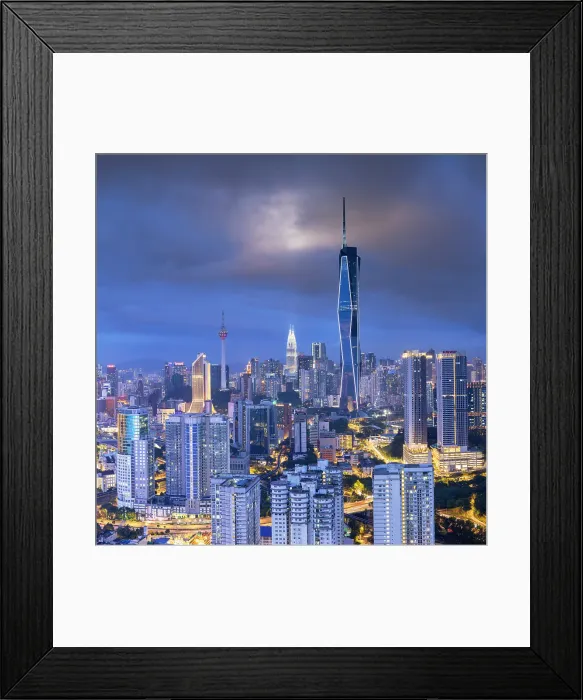 Framed Print : Skyline with Merdeka 118 skyscraper, Menara Kuala Lumpur and Petronas Towers at dusk, Kuala Lumpur, Selangor, Malaysia Framed Print : Skyline with Merdeka 118 skyscraper, Menara Kuala Lumpur and Petronas Towers at dusk, Kuala Lumpur, Selangor, Malaysia