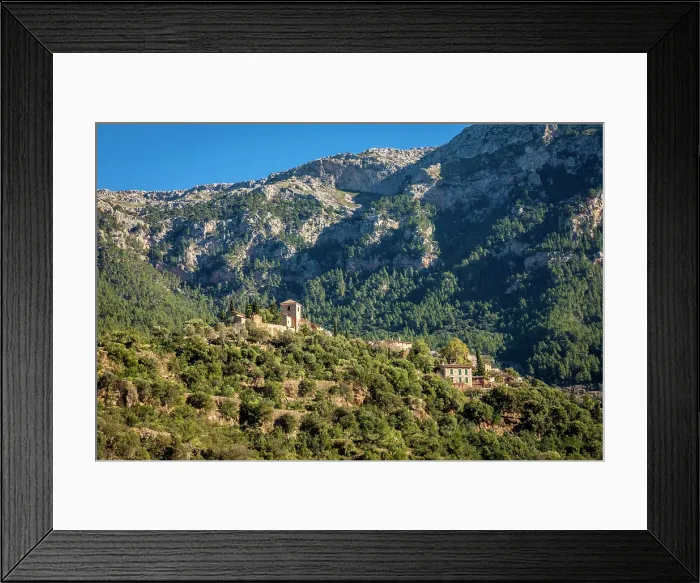 Framed Print : View of the mountain village of Deia, Serra de Tramuntana, Mallorca, Balearic Islands, Spain Framed Print : View of the mountain village of Deia, Serra de Tramuntana, Mallorca, Balearic Islands, Spain