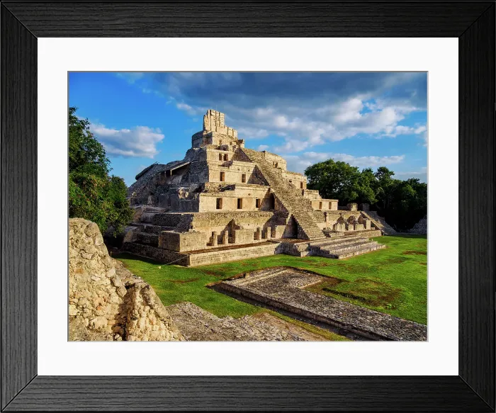 Framed Print : Temple of Five Floors at sunset, Great Acropolis, Edzna Archaeological Site, Campeche State, Mexico Framed Print : Temple of Five Floors at sunset, Great Acropolis, Edzna Archaeological Site, Campeche State, Mexico