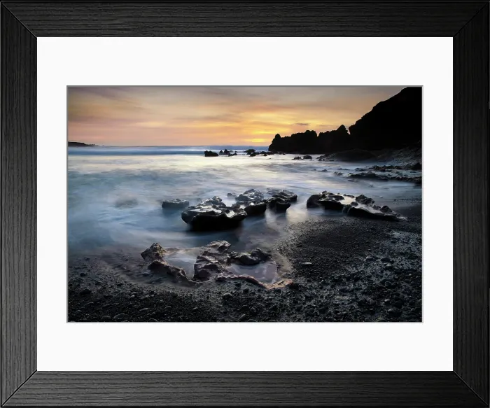 Framed Print : Sunset over the beach and coastline at El Golfo, Lanzarote, Canary Islands, Spain Framed Print : Sunset over the beach and coastline at El Golfo, Lanzarote, Canary Islands, Spain