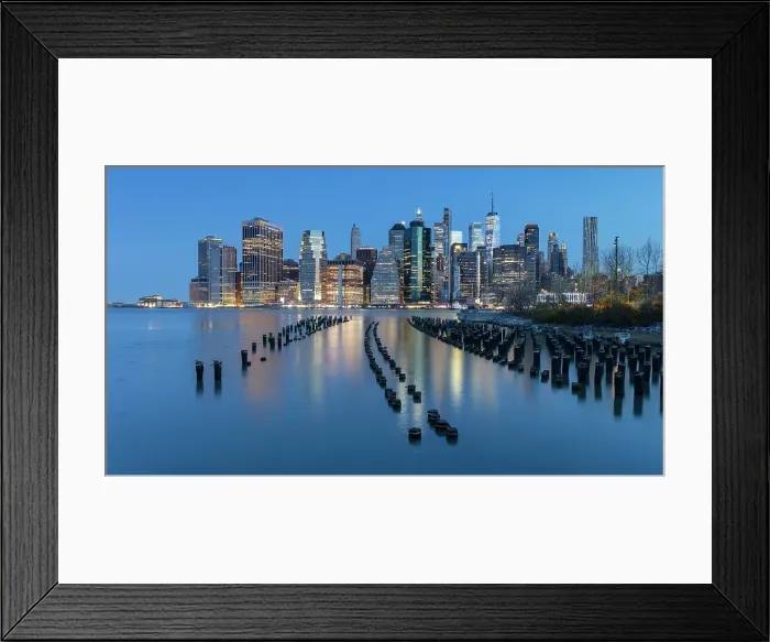 Framed Print : Manhattan from Pier 1 at dusk, Brooklyn Bridge Park, Manhattan, New York City, New York, USA Framed Print : Manhattan from Pier 1 at dusk, Brooklyn Bridge Park, Manhattan, New York City, New York, USA