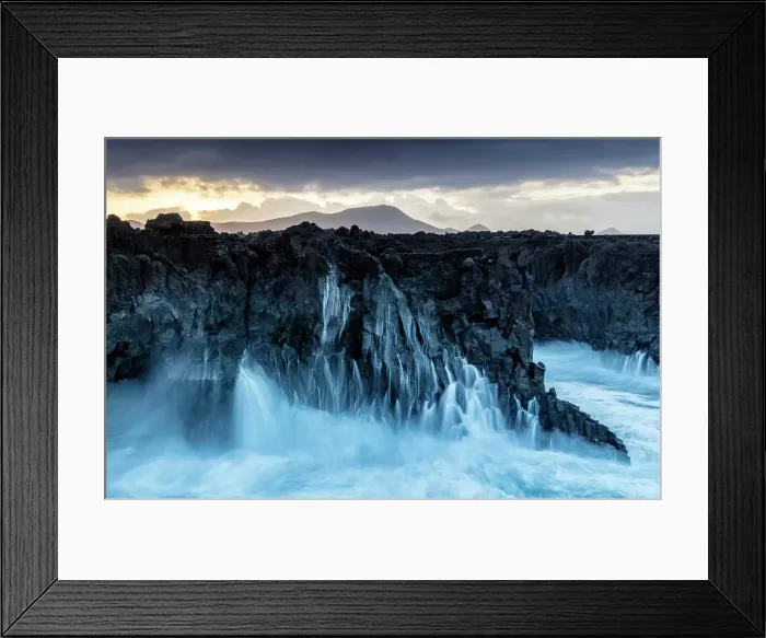 Framed Print : Large waves breaking on the volcanic coastline at dawn, Los Hervideros, Yaiza, Timanfaya National Park, Lanzarote, Canary Islands, Spain Framed Print : Large waves breaking on the volcanic coastline at dawn, Los Hervideros, Yaiza, Timanfaya National Park, Lanzarote, Canary Islands, Spain