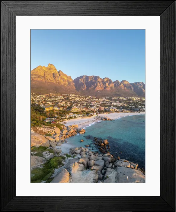 Framed Print : Camps Bay & The Twelve Apostles, Cape Town, Western Cape, South Africa Framed Print : Camps Bay & The Twelve Apostles, Cape Town, Western Cape, South Africa