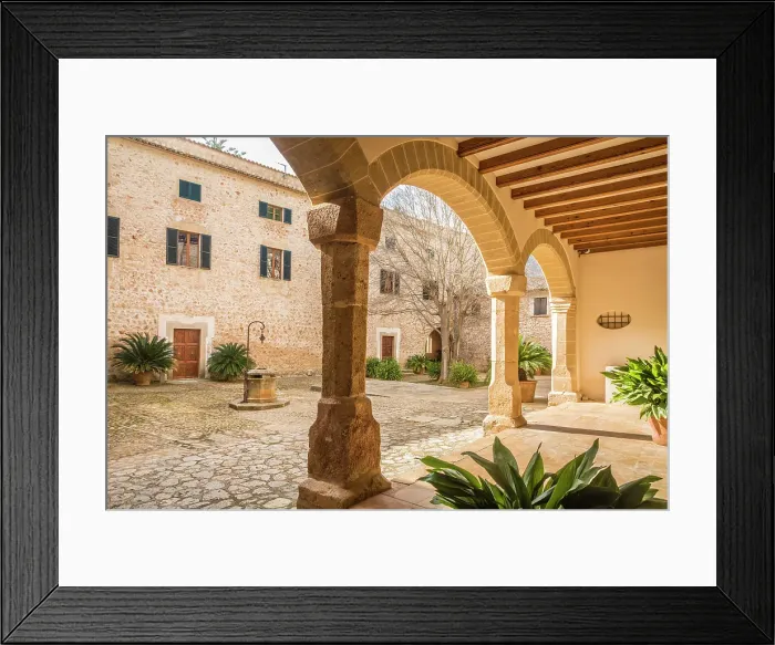 Framed Print : Courtyard of the manor house of the Raixa estate, Bunyola, Mallorca, Balearic Islands, Spain Framed Print : Courtyard of the manor house of the Raixa estate, Bunyola, Mallorca, Balearic Islands, Spain