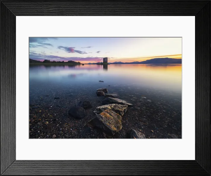 Framed Print : Sunset at Stalker Castle, Loch Laich, Argyll, Port Appin, Highlands, Scotland, United Kingdom Framed Print : Sunset at Stalker Castle, Loch Laich, Argyll, Port Appin, Highlands, Scotland, United Kingdom