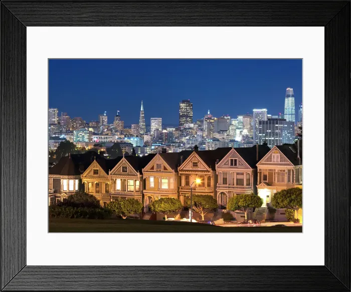 Framed Print : The Painted Ladies with downtown San Francisco in the distance, San Francisco, Califormia, USA