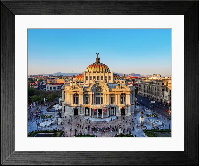 Framed Print : Palacio de Bellas Artes at sunset, elevated view, Mexico City, Mexico