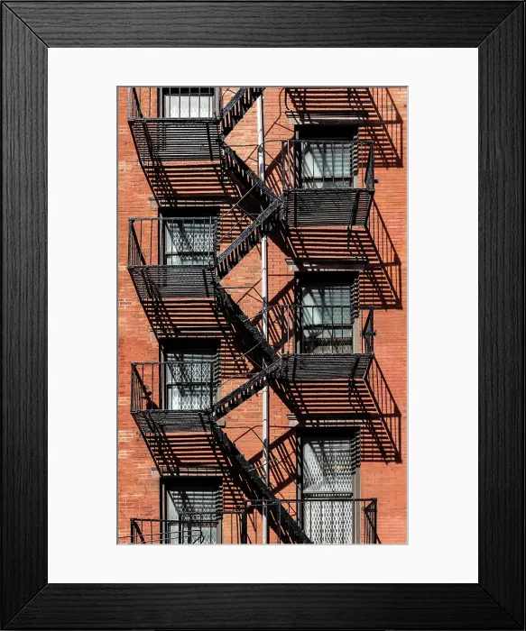Framed Print : Fire escape on red brick building, Soho, Manhattan, New York City, New York, USA Framed Print : Fire escape on red brick building, Soho, Manhattan, New York City, New York, USA