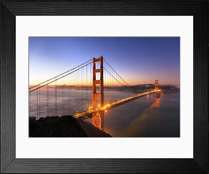 Framed Print : Golden Gate Bridge at dawn, from Battery Spencer, San Francisco, California, USA Framed Print : Golden Gate Bridge at dawn, from Battery Spencer, San Francisco, California, USA