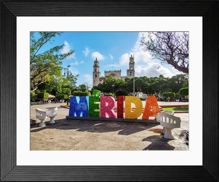 Framed Print : Merida Letters and Catedral of San Ildefonso, Plaza Grande, Merida, Yucatan State, Mexico Framed Print : Merida Letters and Catedral of San Ildefonso, Plaza Grande, Merida, Yucatan State, Mexico